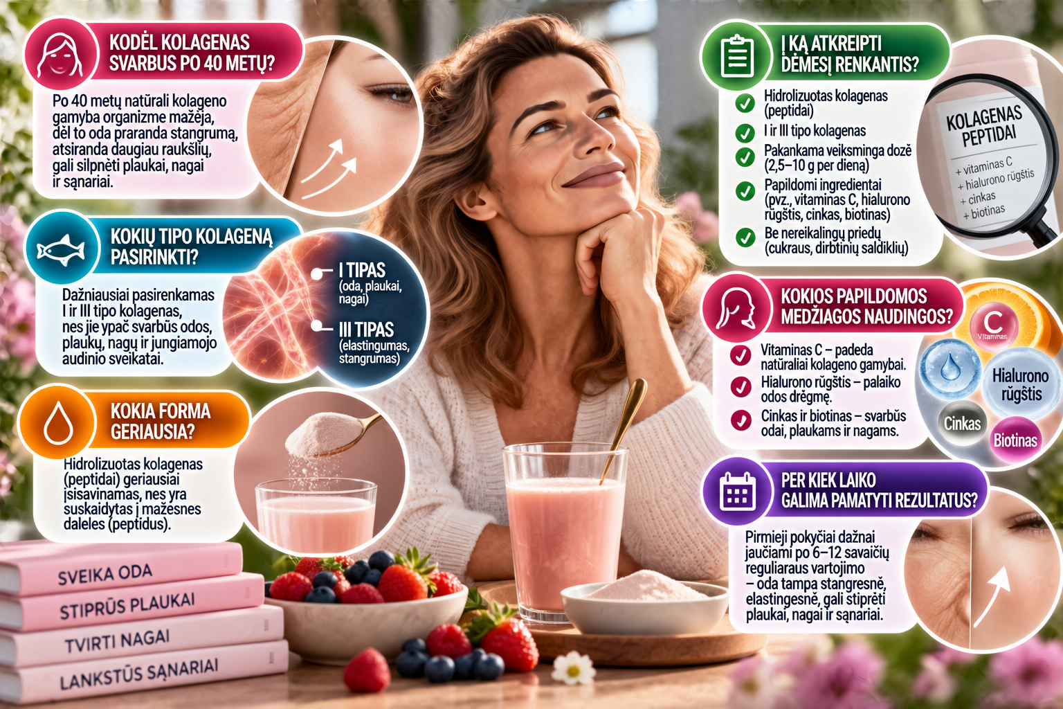 Geriausias kolagenas moterims po 40 metų: į ką atkreipti dėmesį?